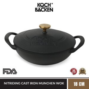 Nitriding Pre-seasoned Cast Iron Wok Munchen Series 18cm