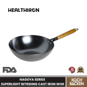 HEALTHIRON Super Light Cast Iron Wok Nagoya Series - Panci Wajan Tumis Besi Cor Murni Anti Lengket