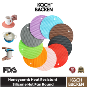 KOCH&BACKEN Honeycomb Heat Resistant Silicone Hot Pan Round - Tatakan Alas Panci Silikon Tahan Panas Tebal Silikon Anti Slip
