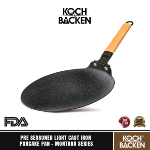 KOCH&BACKEN Pre-seasoned Light Cast Iron Pancake Pan Montana - Panci Datar Wajan Puncake Anti Lengket