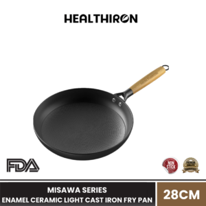 HEALTHIRON Enamel Ceramic Light Cast Iron Fry Pan Misawa Series - Penggorengan Panci Wajan Tumis Besi Cor Murni