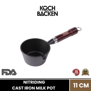 KOCH&BACKEN Nitriding Pre-seasoned Cast Iron Milk Pot 11cm Cole Series - Panci Susu Besi Cor Anti Lengket