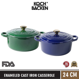 KOCH&BACKEN Enamel Cast Iron Casserole 24cm - Wajan Panci Besi Cor Anti Lengket