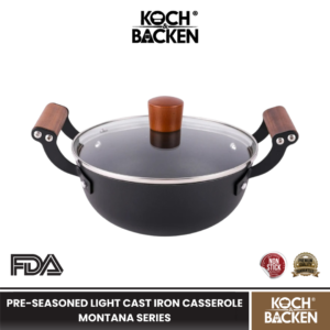 KOCH&BACKEN Preseasoned Light Cast Iron Casserole Montana - Wajan Panci Besi Cor Anti Lengket