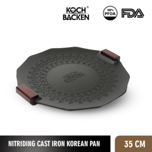 KOCH&BACKEN Nitriding Cast Iron Korean Pan 35cm - Wajan Anti Lengket