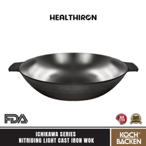HEALTHIRON Nitriding Light Cast Iron Wok Ichikawa Series 30cm - Wajan Penggorengan Besi Cor Murni Anti Lengket