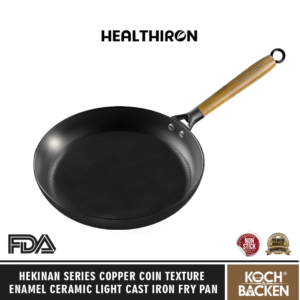 HEALTHIRON Copper Coin Texture Enamel Ceramic Light Cast Iron Fry Pan Hekinan Series - Panci Penggorengan Besi Cor Murni Anti Lengket