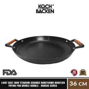 KOCH&BACKEN Light Cast Iron Titanium Ceramic Honeycomb Nonstick Frying Pan Kansas 36cm - Panci Wajan Besi Cor