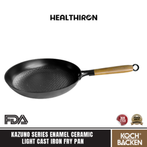 HEALTHIRON Enamel Ceramic Light Cast Iron Fry Pan Kazuno Series 28cm - Wajan Penggorengan Panci Besi Cor Murni Anti Lengket