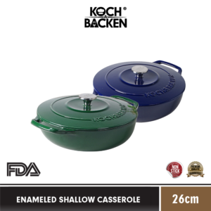 KOCH&BACKEN Enamel Cast Iron Shallow 26cm - Wajan Panci Besi Cor Anti Lengket