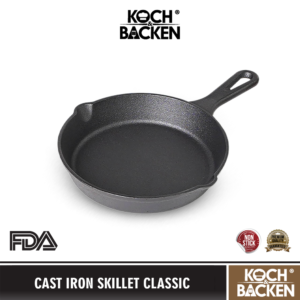 KOCH&BACKEN Cast Iron Skillet Clasic Preseasoned - Panci Wajan Besi Cor Murni Anti Lengket