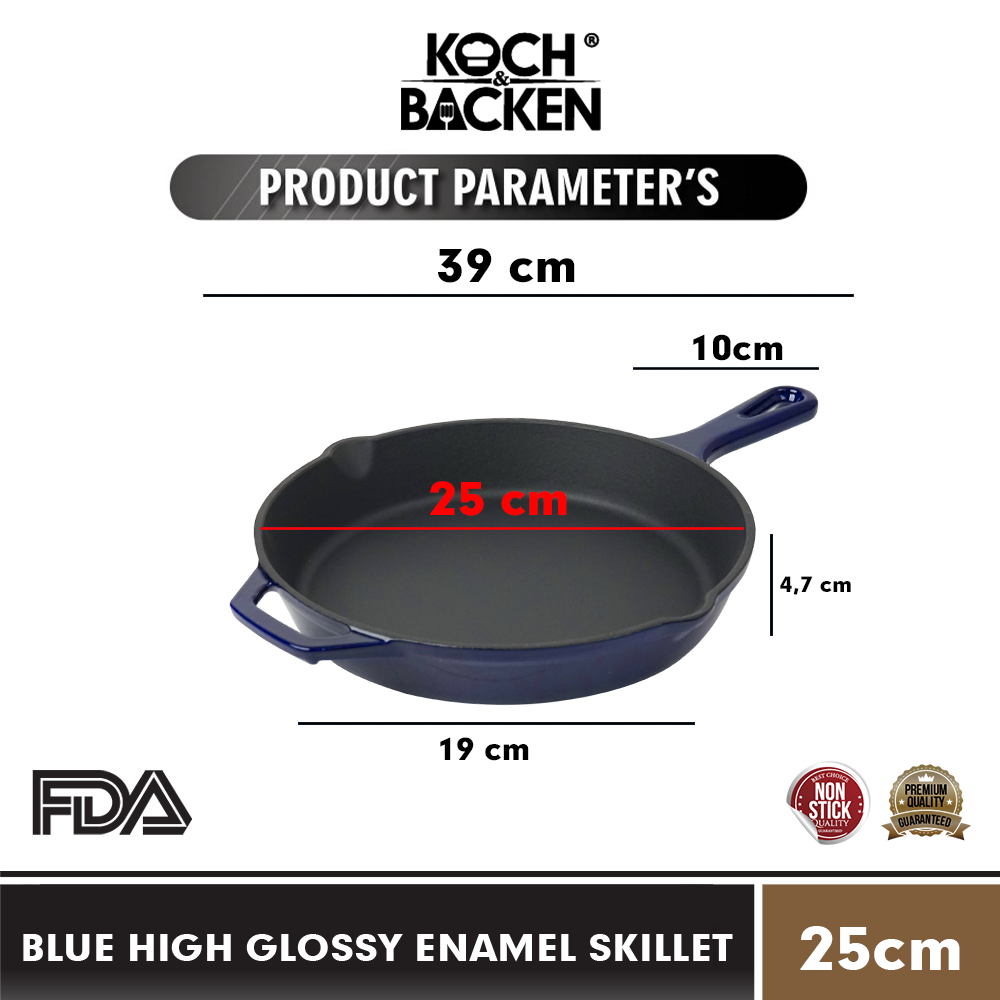Blue HIGH GLOSSY ENAMEL SKILLET-3