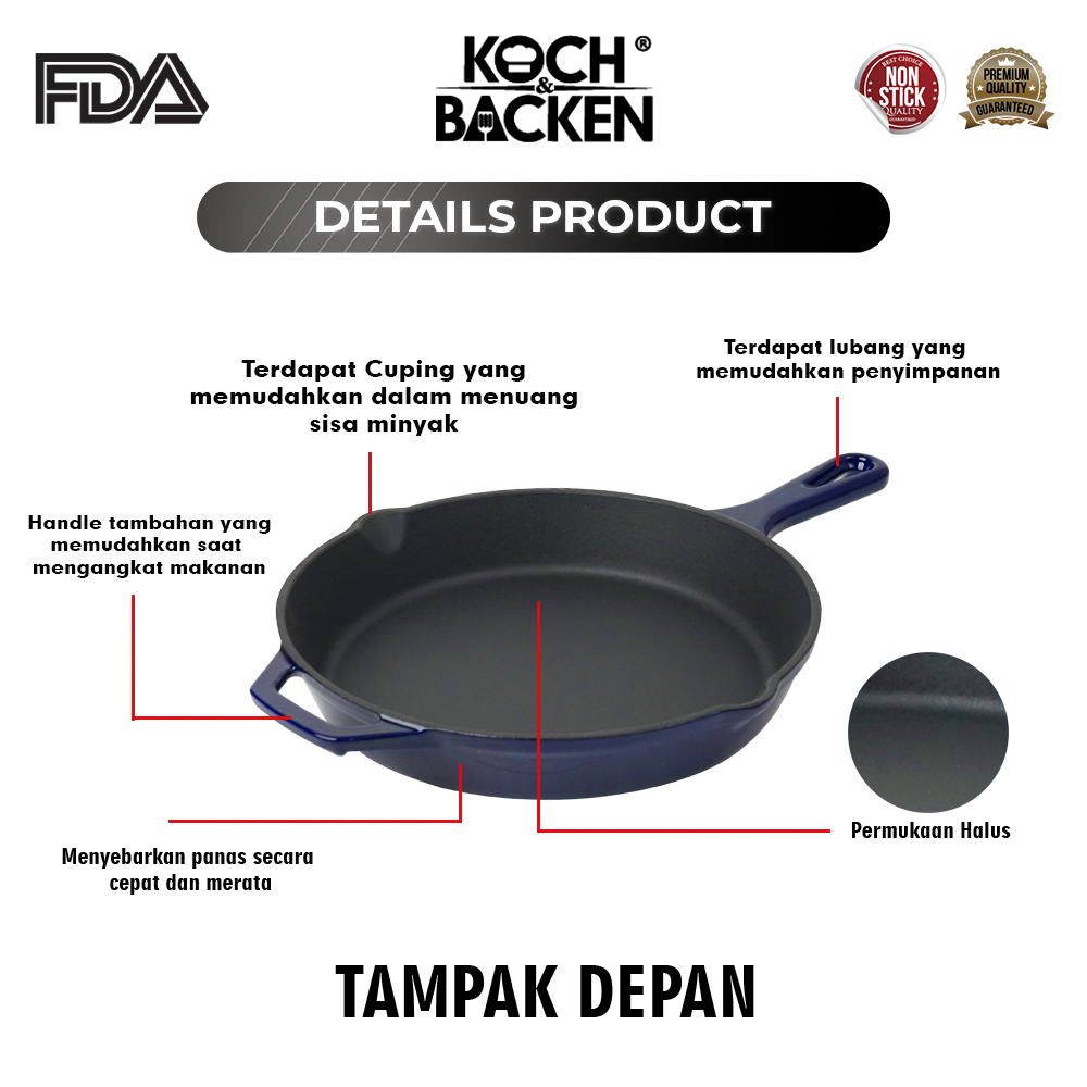 Blue HIGH GLOSSY ENAMEL SKILLET-4
