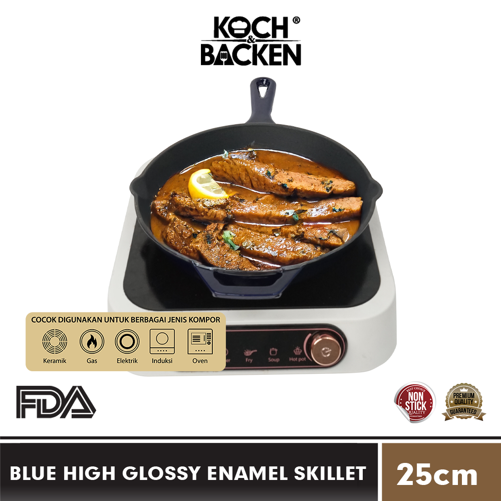 Blue HIGH GLOSSY ENAMEL SKILLET-8