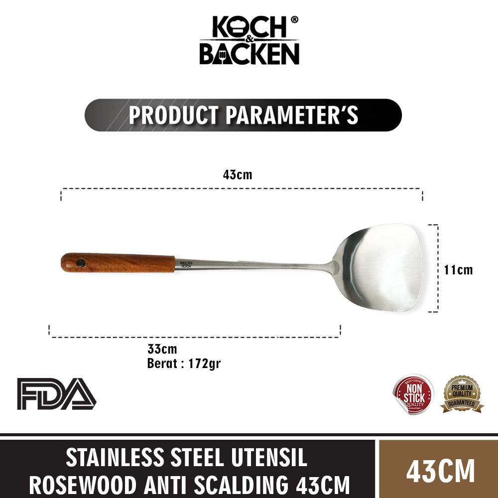 Stainles Steel Utensil Rosewood Anti Scalding 43CM_2