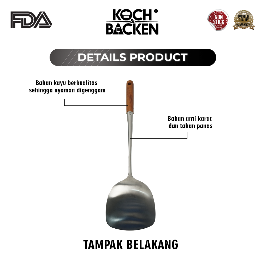 Stainles Steel Utensil Rosewood Anti Scalding 43CM_4