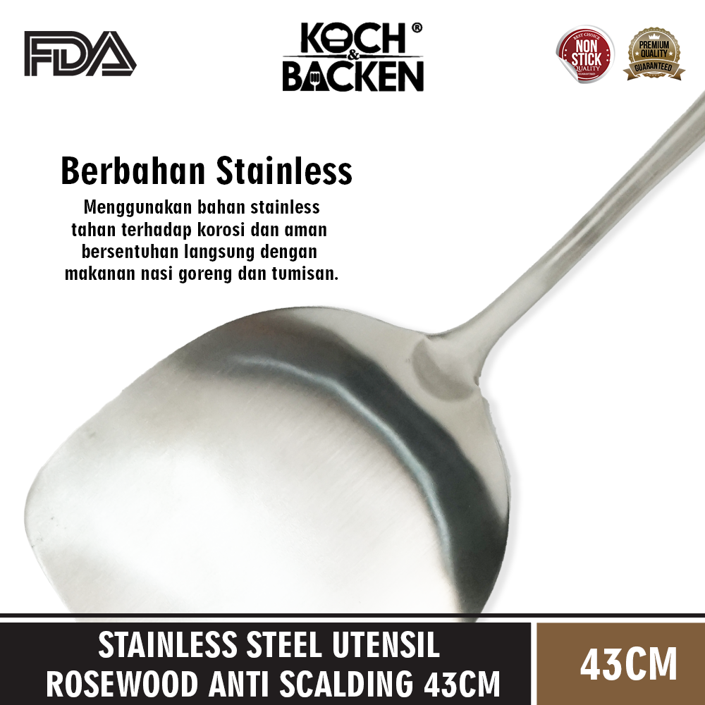 Stainles Steel Utensil Rosewood Anti Scalding 43CM_5