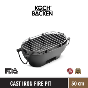 KOCH&BACKEN Cast Iron Fire Pitcharcoal Grill Barbeque 30cm - Panggangan Besi Cor Murni Anti Lengket