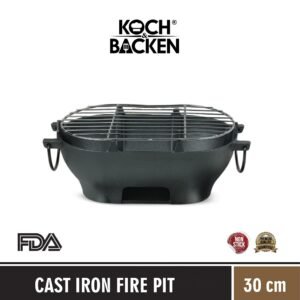 KOCH&BACKEN Cast Iron Fire Pitcharcoal Grill Barbeque 30cm - Panggangan Besi Cor Murni Anti Lengket