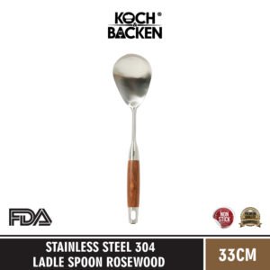 KOCH&BACKEN Stainless Steel Ladle Spoon Rosewood Anti-Scalding - Spatula Sutil Stainless 304 Tebal Sodet Gagang Kayu
